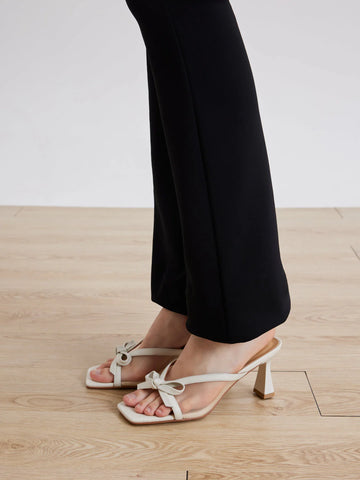 PAZZION, Uira Mesh Bow Mule Heels, Beige